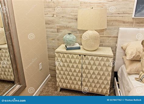 Light Wood Night Stand With Decorative Lamp Stock Photo Image Of Lamp