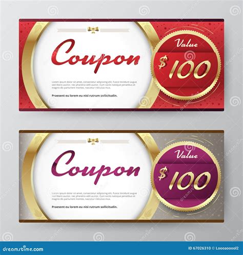 T Voucher Template Promotion Card Coupon Design Vector Stock