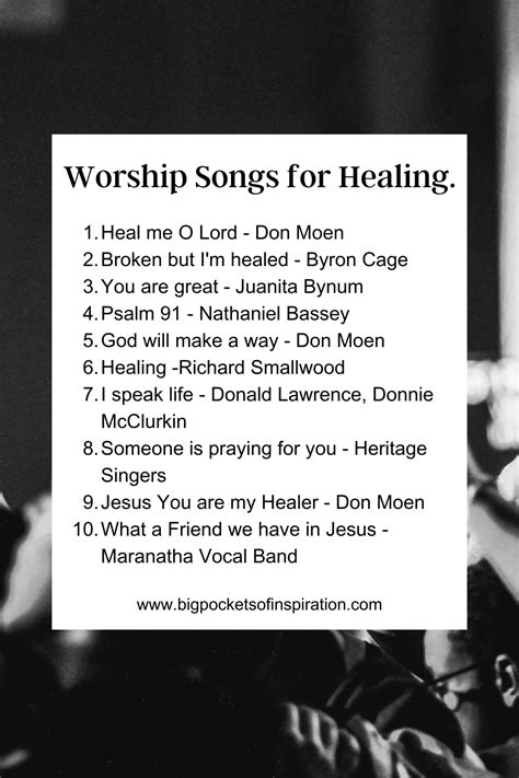 20 Worship Songs for Healing. – Big Pockets of Inspiration