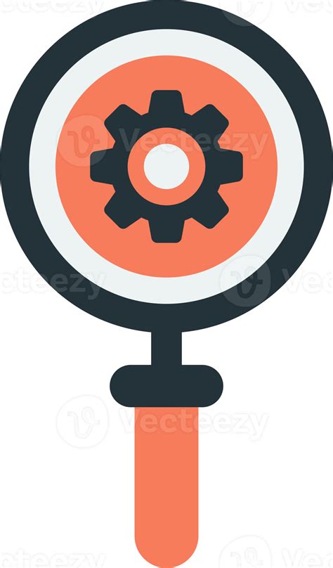 Magnifying Glass And Cogs Illustration In Minimal Style 13395387 Png