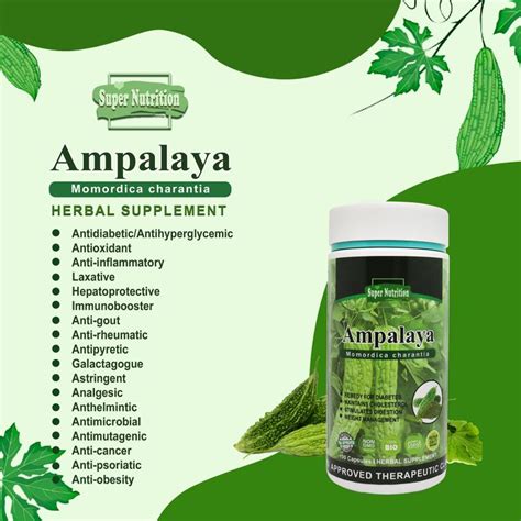 Natural Ampalaya Supplements 500mg X 100 Capsules Momordica Charantia