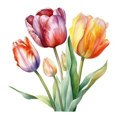 Premium AI Image | A bouquet of tulips with yellow and orange flowers.