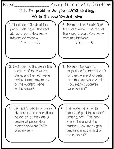 Word Problems For First Grade