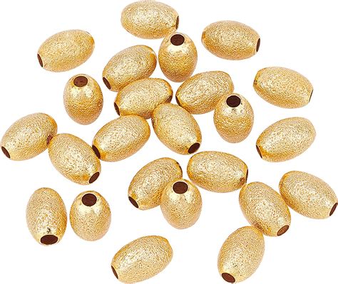 Benecreat Pcs Oval Metal Spacer Beads K Gold Plated Brass Beads