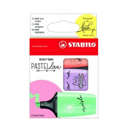 Stabilo Boss Mini Pastellove Highlighter Pastel Assorted Peach Mint