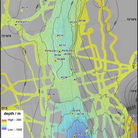 Map of the Bellingshausen Sea region showing continental shelf sediment ...