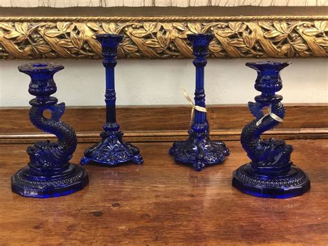 Cobalt Blue Candlesticks Possibly Fenton