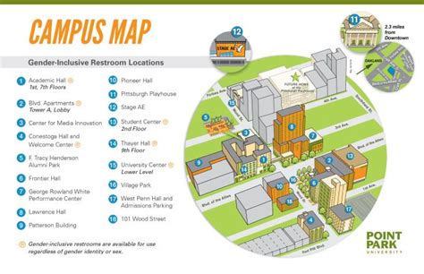 Point Park University Campus Map | Time Zones Map