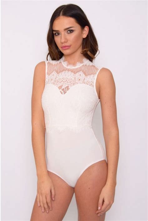 Cream High Neck Lace Bodysuit Rare Lace Bodysuit Bodysuit Chiffon