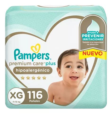 Pampers Premium Care Xg 58 Unid Combo 2 Paq 116 Pañales Tamaño