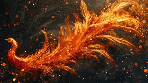 Premium Photo Majestic Phoenix Bird In Fiery Tones Soaring Amidst