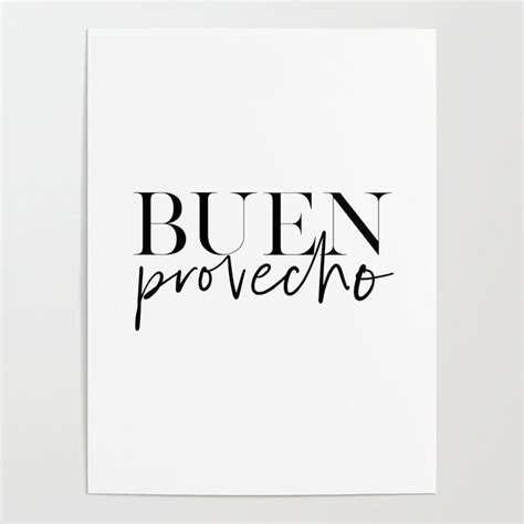 Buen Provecho Poster Bon Appetit Sign Good Appetite Food Quote Kitchen