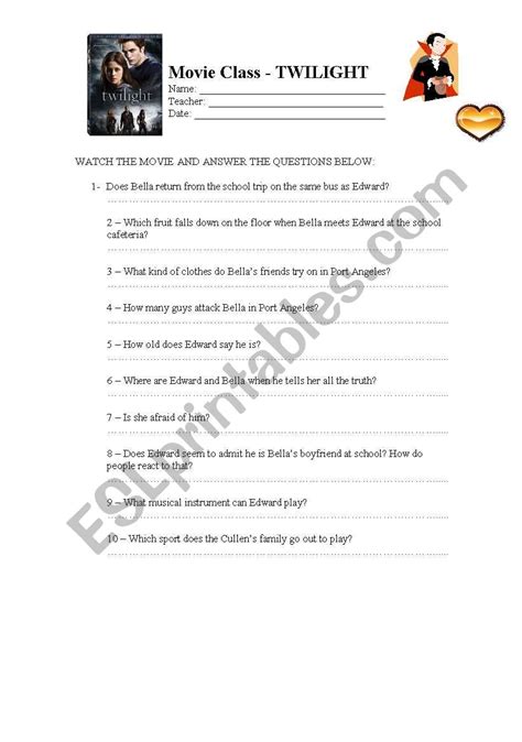 Twilight Esl Worksheet By Alemaciel