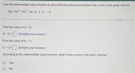 Solved Use The Intermediate Value Theorem To Show That The