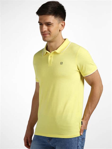 Buy Urbano Fashion Mens Yellow Solid Slim Fit Half Sleeve Cotton Polo T