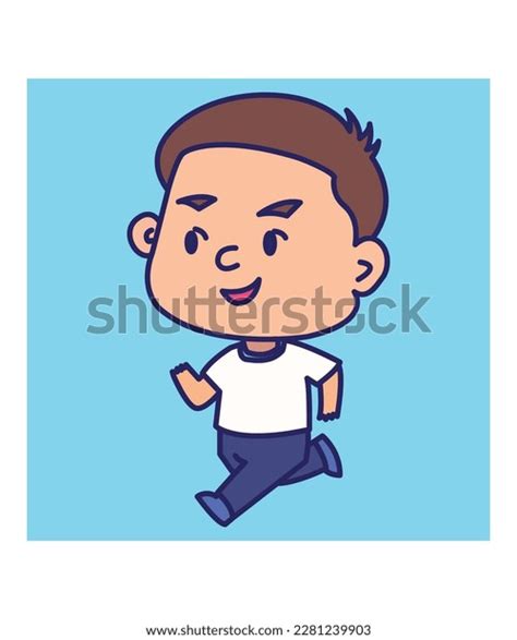 Happy Cute Little Boy Running Fast Stock Vector Royalty Free