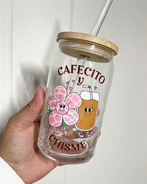 Cafecito Y Chisme Uv Dtf Glass Can Cup Etsy