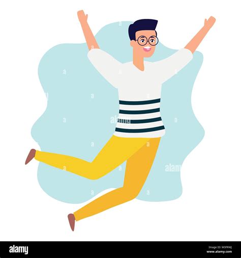 Happy Man Celebrating Arms Up Stock Vector Image And Art Alamy