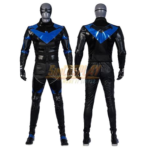 Gotham Knights Nightwing Cosplay Costume Leather Nightwing Suit