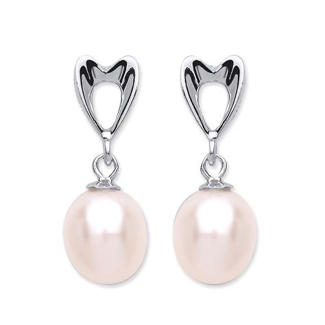 Freshwater Pearl Heart Shape Drop Earrings Jan Allan Jewellers