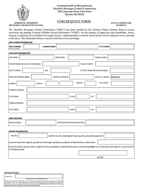 Ma Abcc Cori Request Form Fill And Sign Printable Template Online