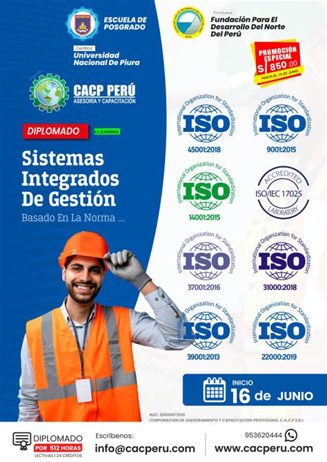 Cacp Perú Diplomado Sistemas Integrados De Gestión Basado En La Norma Iso 45001 2018 Iso