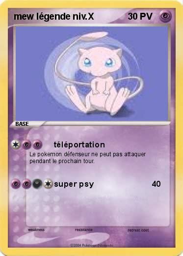 Pok Mon Mew Legende Niv X T L Portation Ma Carte Pok Mon