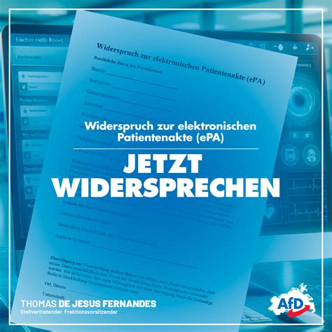 Widerspruch Zur Elektronischen Patientenakte EPA Thomas De Jesus