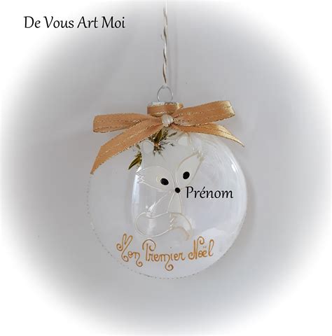 Boule premier noël prénom personnalisée boule noël personnalisée renard