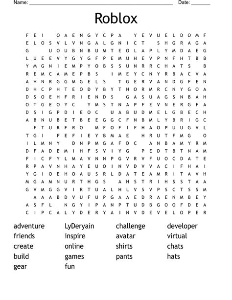 Roblox Party Game Word Search Chalkboard Roblox Party Gam Roblox