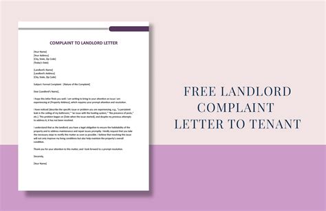 Complaint Letter To Landlord Template At Sasambassadorblog Blog