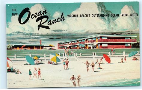 1960s Ocean Ranch Motel Virginia Beach Virginia Old Vintage Postcard