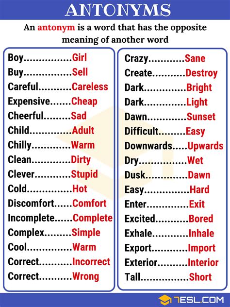 300+ Opposites (Antonyms) from A-Z with Great Examples • 7ESL | English ...