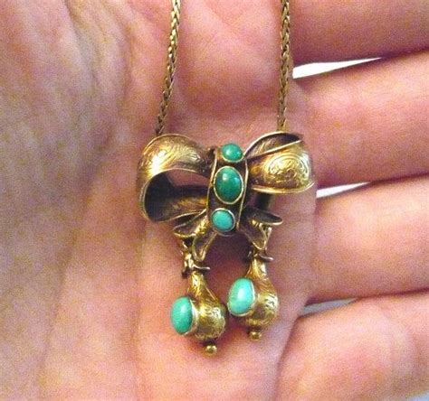 Victorian 15ct Gold Turquoise Bow Necklace Victorian Etsy Bow Necklace Pretty Necklaces