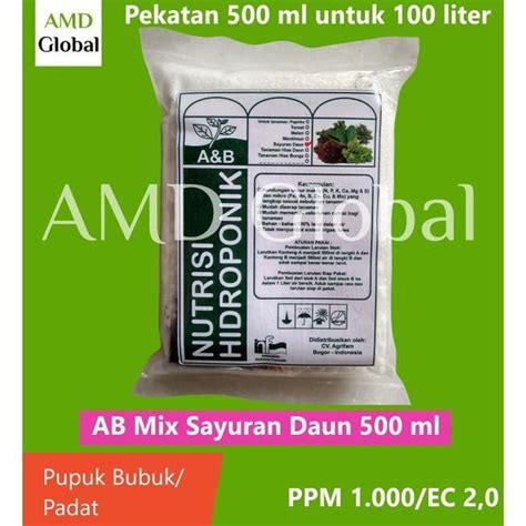 Jual Pupuq Ab Mix Nutrisi Hidroponik Sayuran Daun Ml Ayo Bertanam