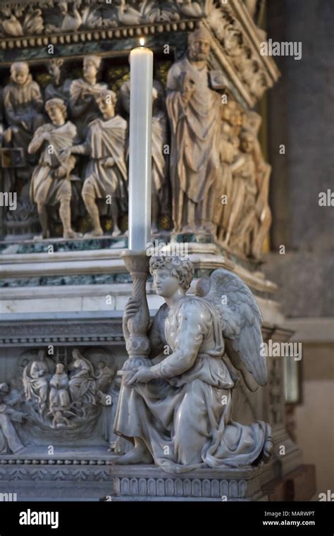 Angel Holding The Candlestick Carved By Italian Renaissance Sculptor