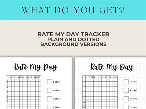 Rate My Day Journal Page, Printable Tracker, Daily Mood Tracker, Year