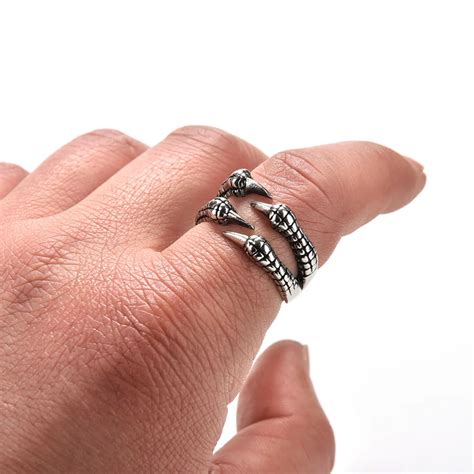 Dragon Claw Ring Punk Rock Stainless Steel Mens Biker Rings For Men Silver Color Vintage Gothic