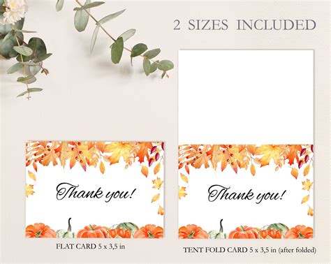 Fall Thank You Cards Template Fall Wedding Thank You Card | Etsy