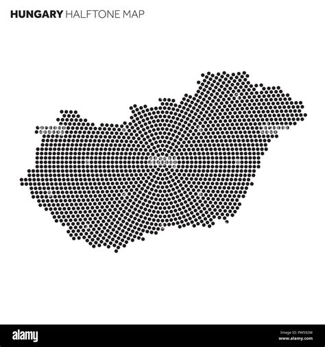 Hungary Country Map Made From Radial Halftone Pattern Stock Vector