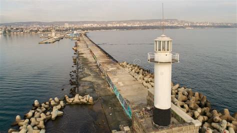 The Lighthouse And Beautiful Cityscape Over Varna City Bulgaria Varna