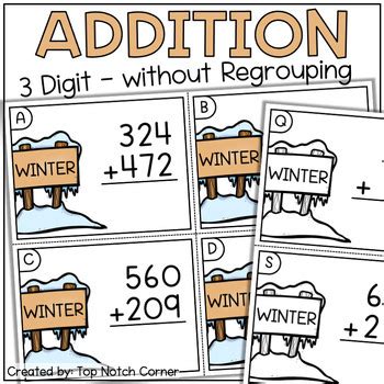 Winter Activities Digit Addition Without Regrouping Task Cards Febsale