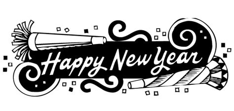 Free Happy New Year Clipart Black And White, Download Free Happy New
