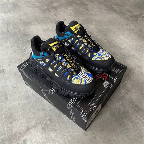 Versace Ayakkabi Erkek Sneakers Siyah Mavi Sari