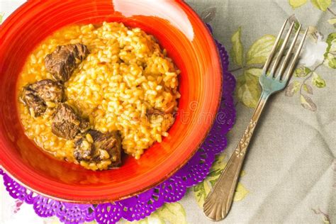 Italian Beef Risotto Rice With Beef Meat Background Stock Image Image Of Fresh Diet 240650673