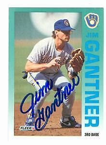 Jim Gantner Autographed Baseball Card Milwaukee Brewers Fleer