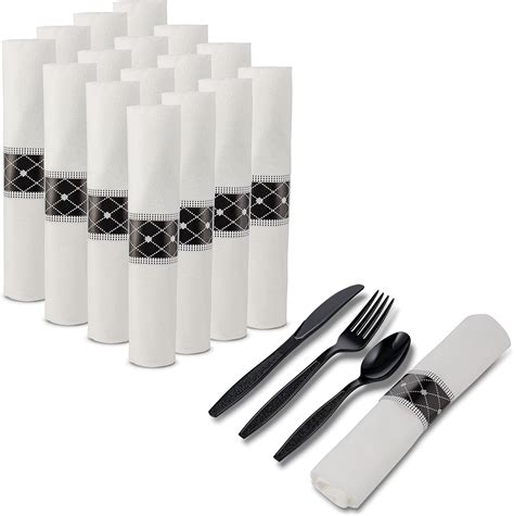 Amazon Mt Products Disposable Cutlery Kit Black Plastic Utensils