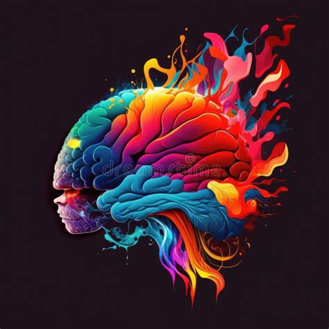 Creative Colorful Abstract Human Brain On A Dark Background Knowledge