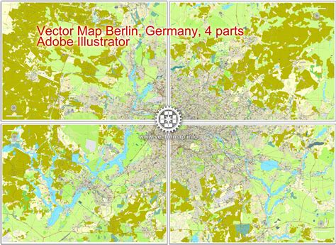 City Map Berlin Vector Urban Plan Adobe PDF Editable Street Map 4 parts