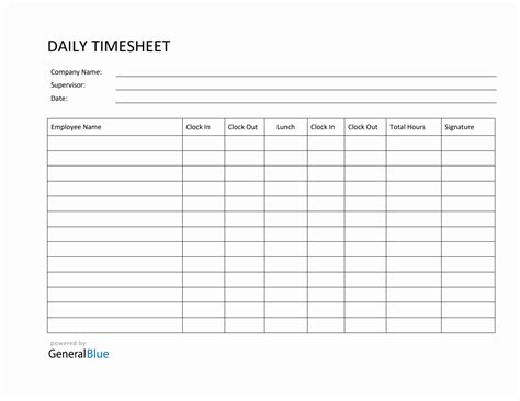 Free Word Timesheet Templates